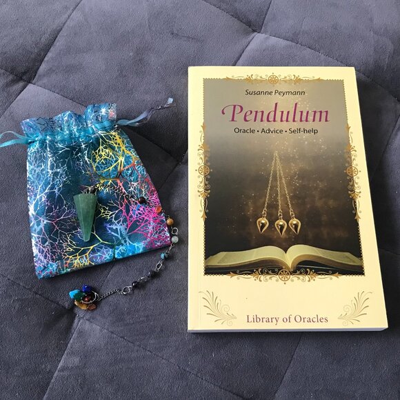 Pendulum Book w/ Jade Pendulum & Taffeta Bag - Picture 1 of 8